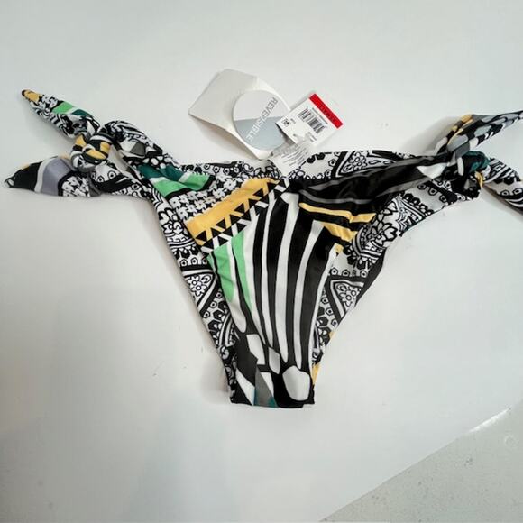 Becca Size X-Small Green Printed Reversible Hipster Swim Bottom Separates - Picture 10 of 15